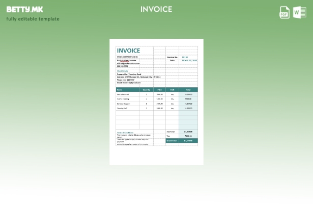 Шаблон за фактура за чистење на градба во модерен стил